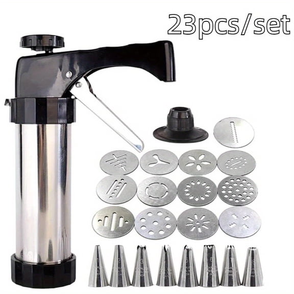 23pcs Cookie And Cake Decorating Squeezer Kit Made of Stainless Steel Includes a Cream Pastry Injector And Decorating Gun, Perfect for Squeezing Cream