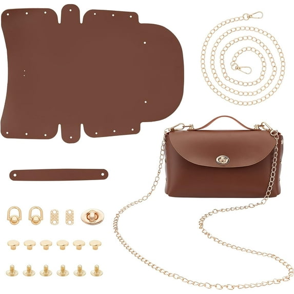 23pcs DIY Leather Shoulder Bag Making Set Leather Craft Bag Making Materials Tool Set for Beginners Women Handmade Purse Making Supplies Easy Handbag Making All Accessories 7.8×4.7 Inch Brown