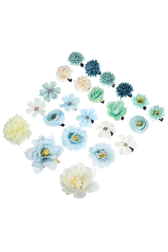 23pcs Flower Hair Clips Fake Flowers for Hair Flower Hair Accessories for Women and Girls Blue