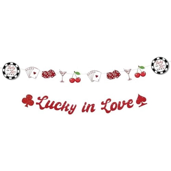23pcs Lucky Love Wreath Banners Las Vegas Lucky Love Bachelorette Party Decorations Casino Theme Red Glitter Font Cherry Poker Decorations$$Electronics Accessories