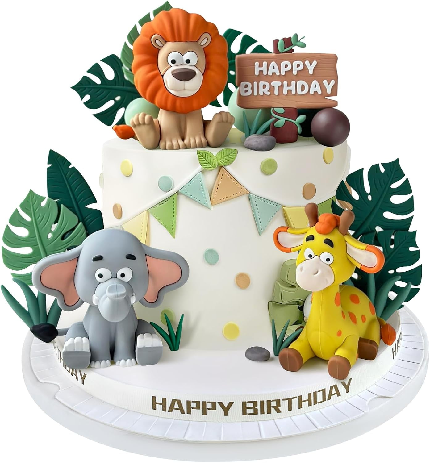 56 Pcs Safari Animal Cake Topper Set - Jungle Party Decor With Mini Hats, Animals, Pom Poms & Gift Boxes 3 thumbnail image