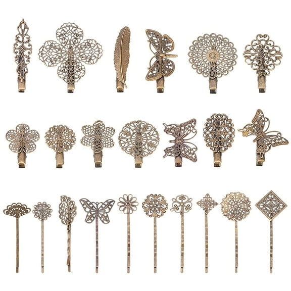 23pcs Vintage Hair Clips Retro Butterfly Leaf Flower Bobby Pins Hairpins Barrettes Bronze Hair Clip for Women Wedding Hairstyles Thick Hair Accessories