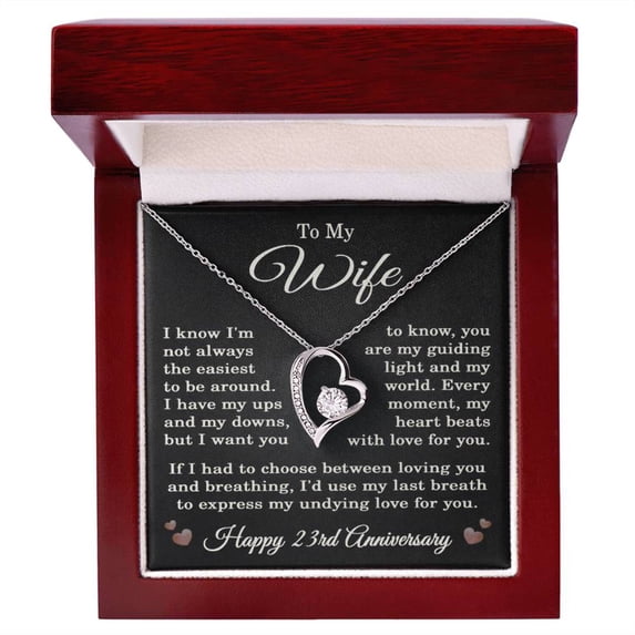 23rd Anniversary Necklace for Wife from Husband 23 Years Anniversary Jewelry for Her Women Forever Love Pendant