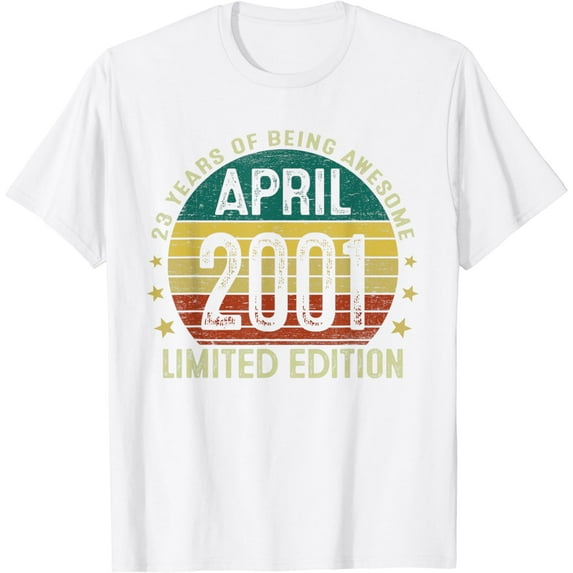23th Birthday Decorations Men April 2001 23th Birthday T-Shirt