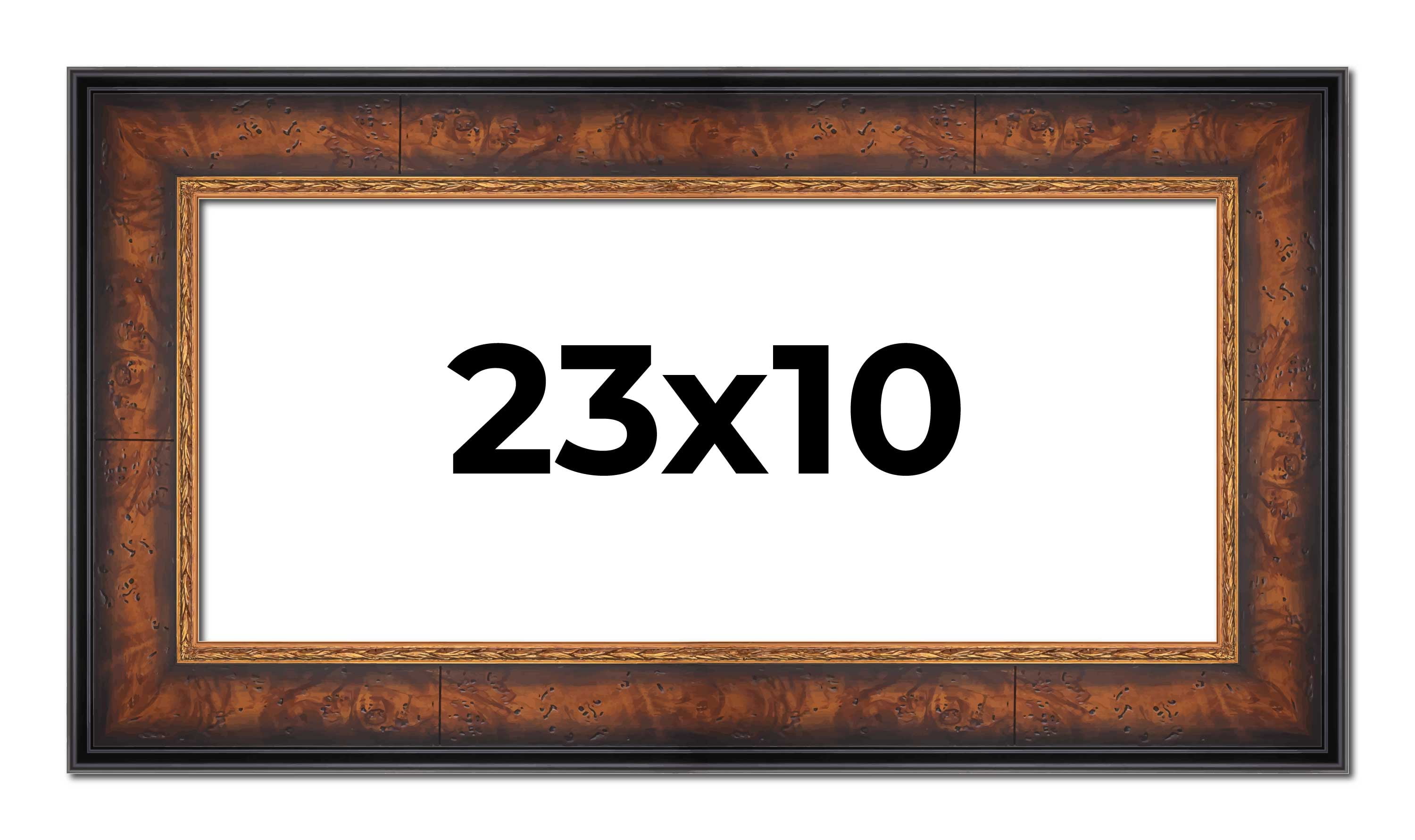 23x10 Frame Brown Walnut Gold Ornate Trim Solid Wood Plein Air Picture ...