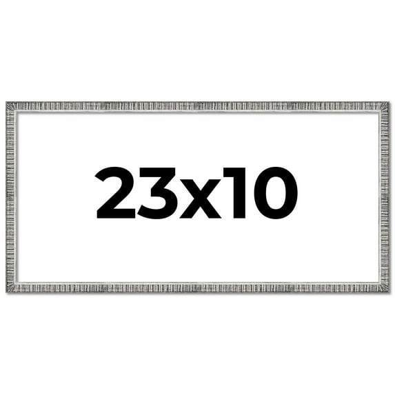 23x10 Frame Silver Grey Distressed Solid Wood Picture Frame | 0.75 Inch Moulding Width | Interior
