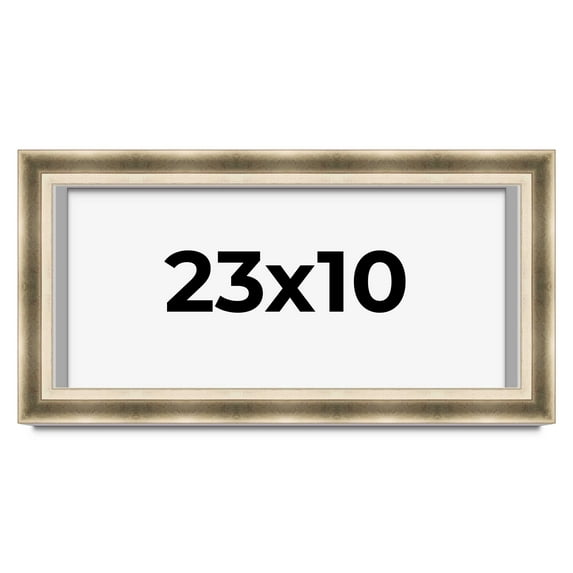 23x10 Shadow Box Frame Silver | 1.75 inches Deep Real Wood Traditional Shadowbox Display Frame | UV