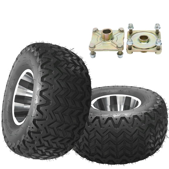 23x11-10 Golf Cart Tires & Wheels 2-Pack Tubeless 4-Ply 23x11x10 23x11.00-10 10" Rims with 23T 4-Stud Rear Axle Hubs 78mm Bolt Pattern Fits Go Kart ATV UTV Quad Lawn Mower Garden Tractor