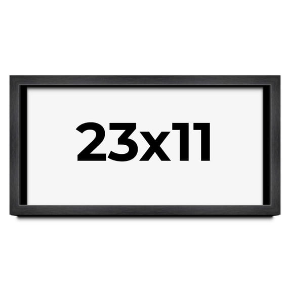 23x11 Frame Black Charcoal Grey Wood Textured Picture Frame | 0.75 Inch Moulding Width | Gunmetal