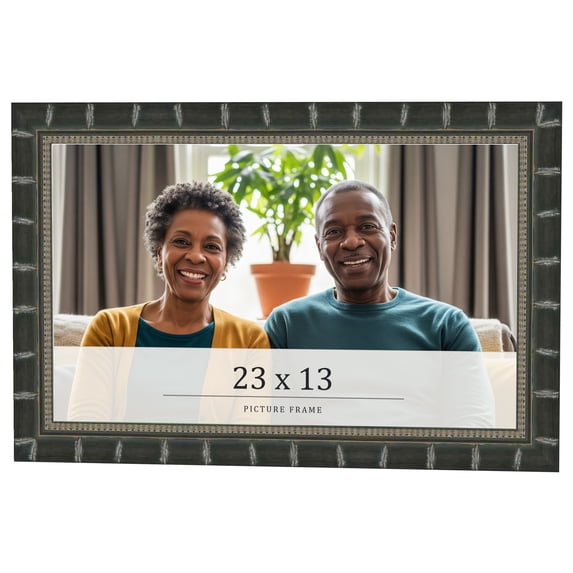 23x13 Frame Black Bamboo Solid Wood Picture Frame Width 1.5 Inches | Interior Frame Depth 0.5