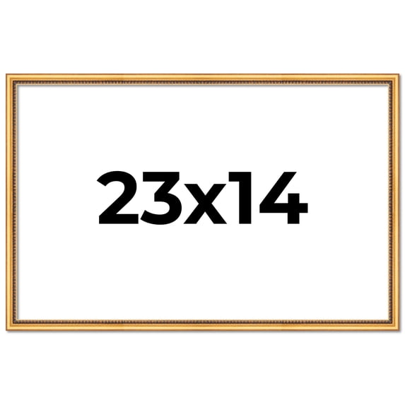 23x14 Frame Beaded Gold Solid Wood Picture Frame | 0.75 Inches Moulding Width | Liscio Oro