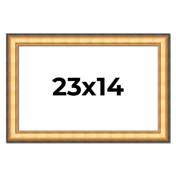 23x14 Frame Gold Plein Aire Solid Wood Picture Frame Width 2 Inches | Interior Frame Depth 0.5