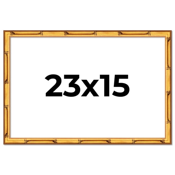 23x15 Frame Gold Bamboo Solid Wood Picture Frame | 0.75 Inch Moulding Width | Interior Frame Depth