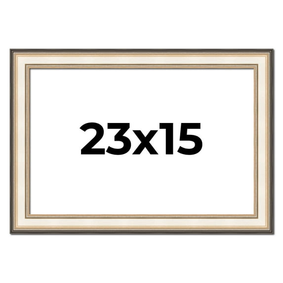 23x15 Frame Gold Silver Plein Aire 2" Inch Wide Moulding Solid Wood Picture Frame | Modena