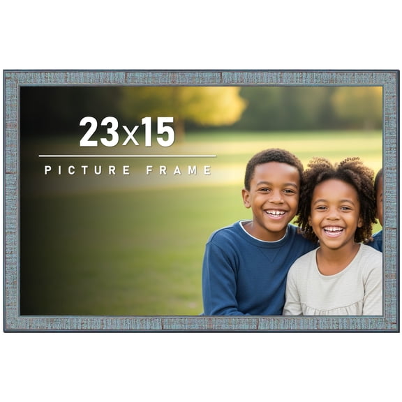 23x15 Frame Rustic Sky Blue Solid Wood Picture Frame | 0.75 Inch Moulding Width |Includes UV
