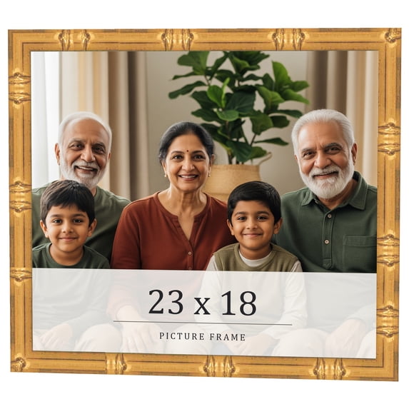 23x18 Frame Gold Bamboo Solid Wood Picture Frame | 1 Inch Moulding Width | Interior Frame Depth