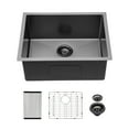 thumbnail image 1 of 23x18x10 Inches Gunmetal Black 16-Gauge Stainless Steel Undermount Single Bowl Kitchen Sink (10 Inches Deep), 1 of 8