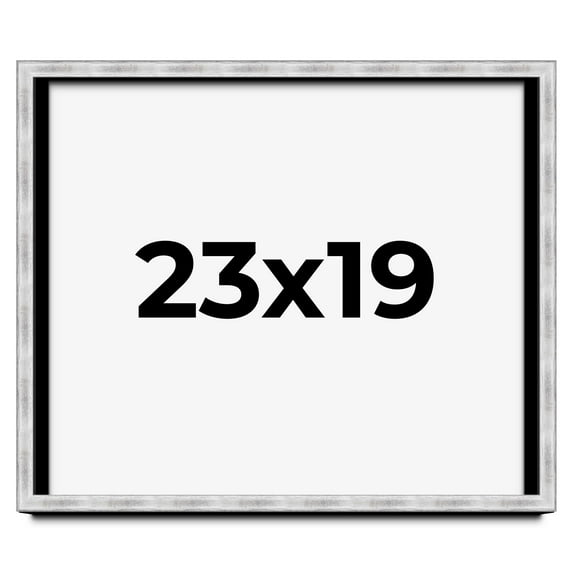 23x19 Frame Brushed Silver Solid Wood Picture Frame | 0.75 Inch Moulding Width | Rabbet Depth 0.75