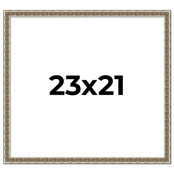 23x21 Frame Silver Versailles Ornate Solid Wood Picture Frame | 1 Inch Moulding Width | Interior