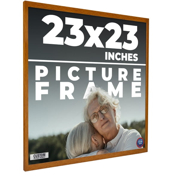 23x23 - 23 x 23 Honey Pecan Flat Solid Wood Frame with UV Framer's Acrylic & Foam Board Backing -