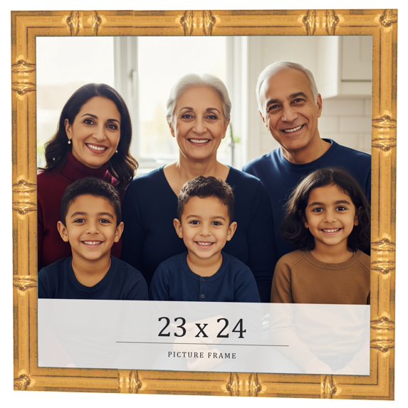 23x24 Frame Gold Bamboo Solid Wood Picture Frame | 1 Inch Moulding Width | Interior Frame Depth