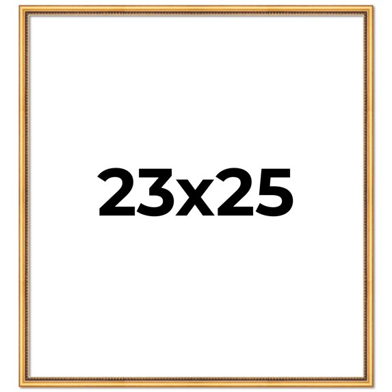 23x25 Frame Beaded Gold Solid Wood Picture Frame | 0.75 Inches Moulding Width | Liscio Oro