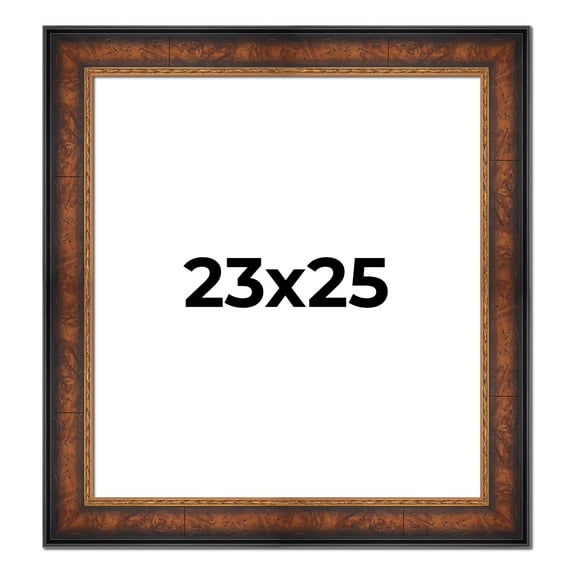 23x25 Frame Brown Walnut Gold Ornate Trim Solid Wood Plein Air Picture Frame | 3 Inch Moulding
