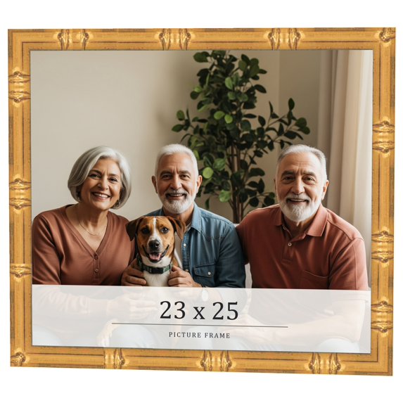 23x25 Frame Gold Bamboo Solid Wood Picture Frame | 1 Inch Moulding Width | Interior Frame Depth