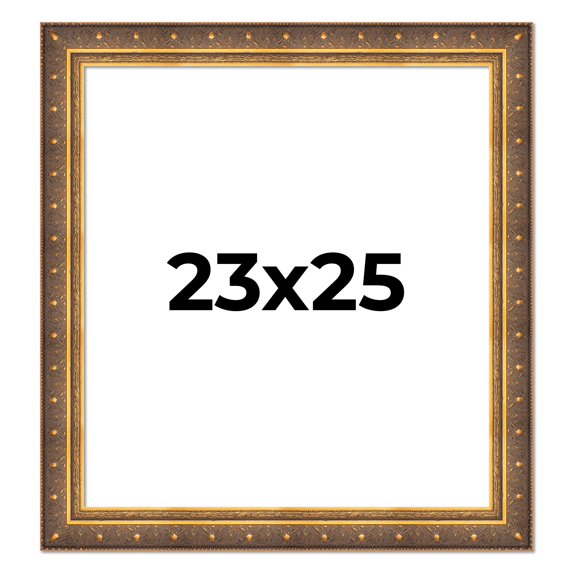 23x25 Frame Vintage Gold Solid Wood Picture Frame | 2.5 Inch Moulding Width | Ornate Bronze Museo