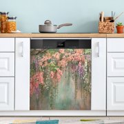 23x26 Inch Magnetic Appliance Cover Dishwasher Sticker Home Decorative Art Kitchen Panel Decal Trimmable Enchanted Flowers Painting
