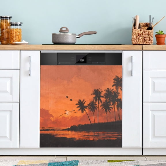 23x26 Inch Magnetic Appliance Cover Dishwasher Sticker Home Decorative Art Kitchen Panel Decal Trimmable Magnificent Sunset Scene