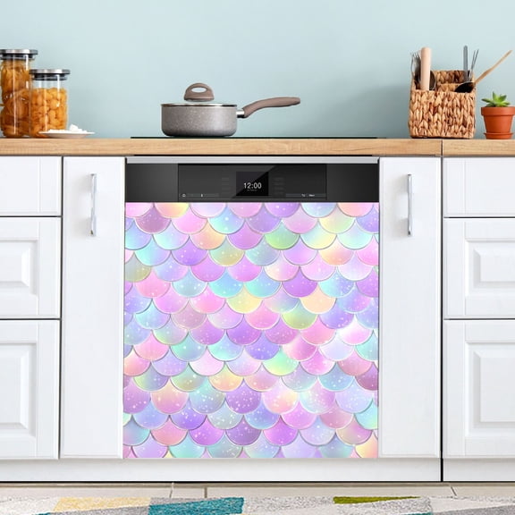 23x26 Inch Magnetic Appliance Cover Dishwasher Sticker Home Decorative Art Kitchen Panel Decal Trimmable Mermaid Scale Pattern