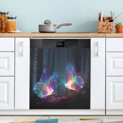23x26 Inch Magnetic Appliance Cover Dishwasher Sticker Home Decorative Art Kitchen Panel Decal Trimmable Neon Butterfly