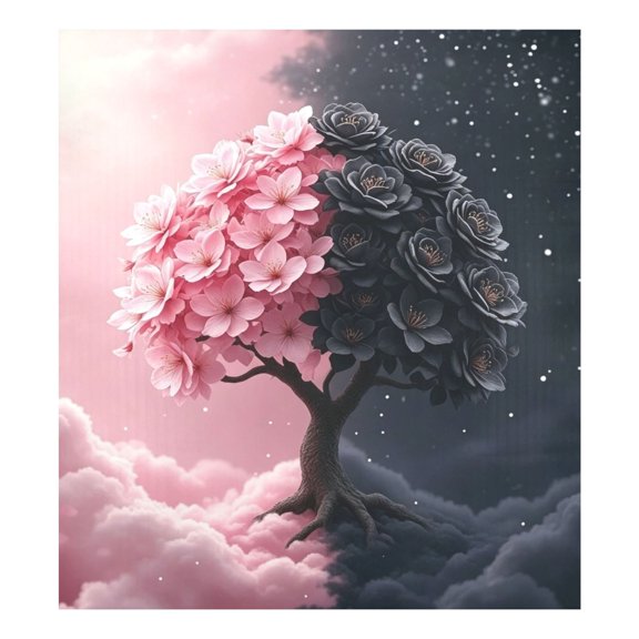 23x26 in Magnetic Decorative Sticker- PVC Yin-yang Tree Printed Refrigerator Decorative Cover Removable DIY Art for Kitchen