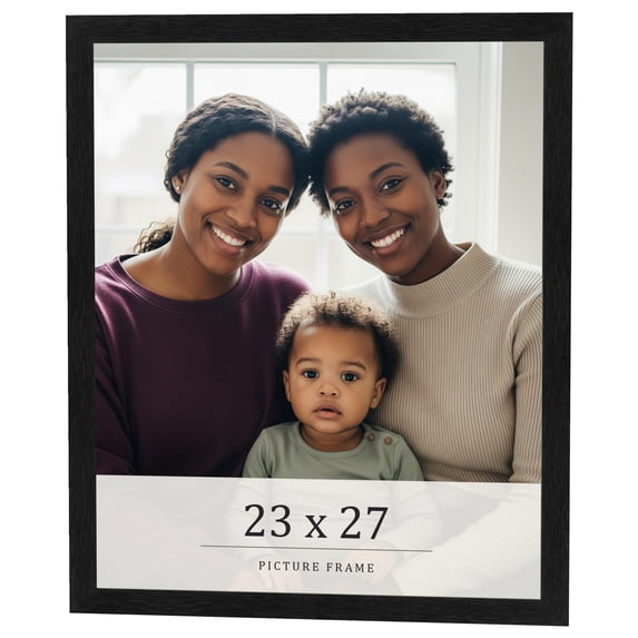 23x27 Frame Black Charcoal Grey Wood Textured Picture Frame | 0.75 Inch Moulding Width | Gunmetal