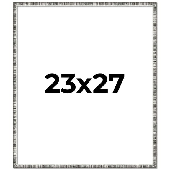 23x27 Frame Silver Grey Distressed Solid Wood Picture Frame | 0.75 Inch Moulding Width | Interior