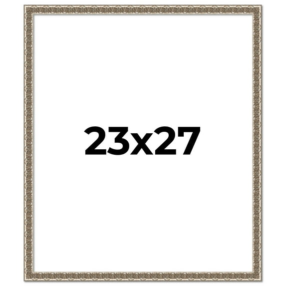 23x27 Frame Silver Versailles Ornate Solid Wood Picture Frame | 1 Inch Moulding Width | Interior