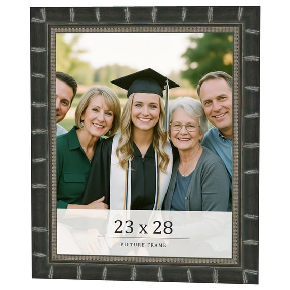 23x28 Frame Black Bamboo Solid Wood Picture Frame Width 1.5 Inches | Interior Frame Depth 0.5