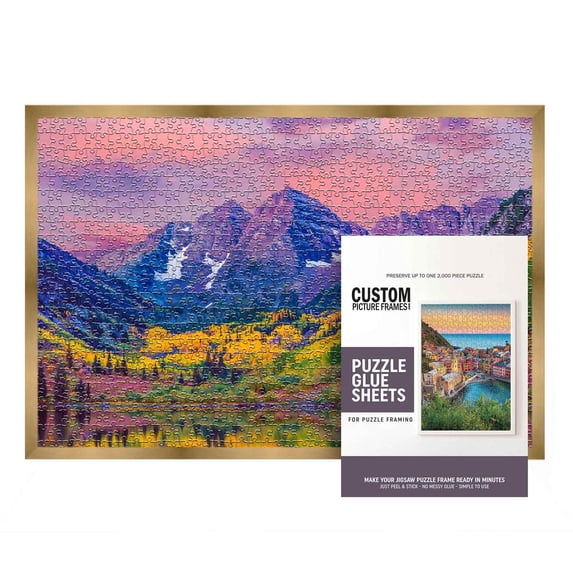 23x28 Puzzle Frame Kit with Glue Sheets | Bronze Modern Picture Frame | Real Wood with UV