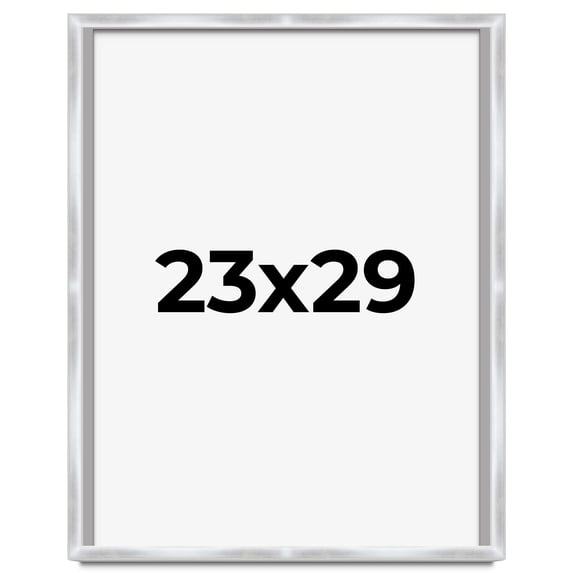 23x29 Frame Silver Whitewashed Wood Grain Solid Wood Shadow Box | 0.75 Inch Moulding Width | 0.75