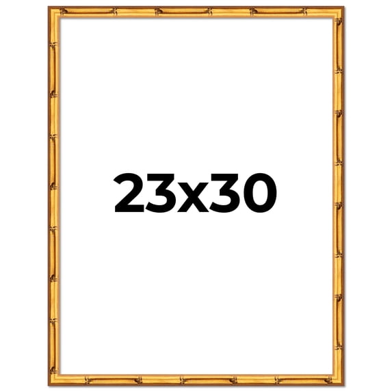 23x30 Frame Gold Bamboo Solid Wood Picture Frame | 1 Inch Moulding Width | Interior Frame Depth