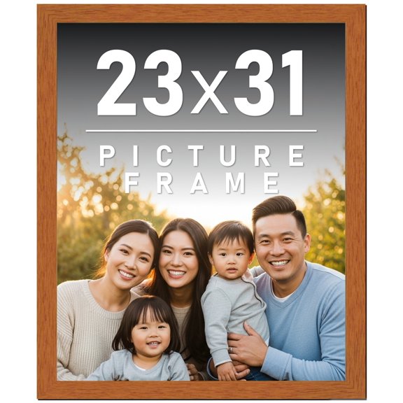 23x31 Frame Honey Pecan Brown Picture Frame - Modern Photo Frame Includes UV Acrylic Shatter Guard