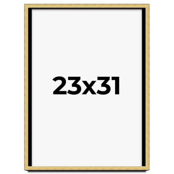 23x31 Shadow Box Frame Gold | 1.375 Inches Deep Real Wood Contemporary Shadowbox Display Frame | UV