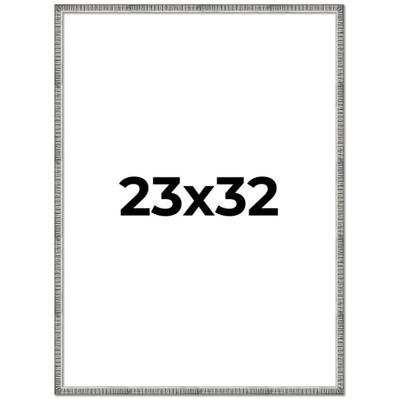 23x32 Frame Silver Grey Distressed Solid Wood Picture Frame | 0.75 Inch Moulding Width | Interior