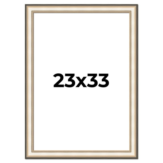 23x33 Frame Gold Silver Plein Aire 2" Inch Wide Moulding Solid Wood Picture Frame | Modena