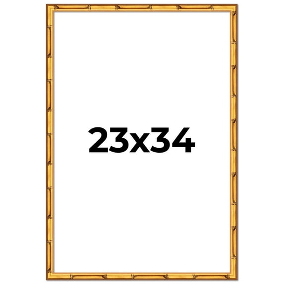 23x34 Frame Gold Bamboo Picture Frame - Complete Modern Photo Frame Includes UV Acrylic Shatter