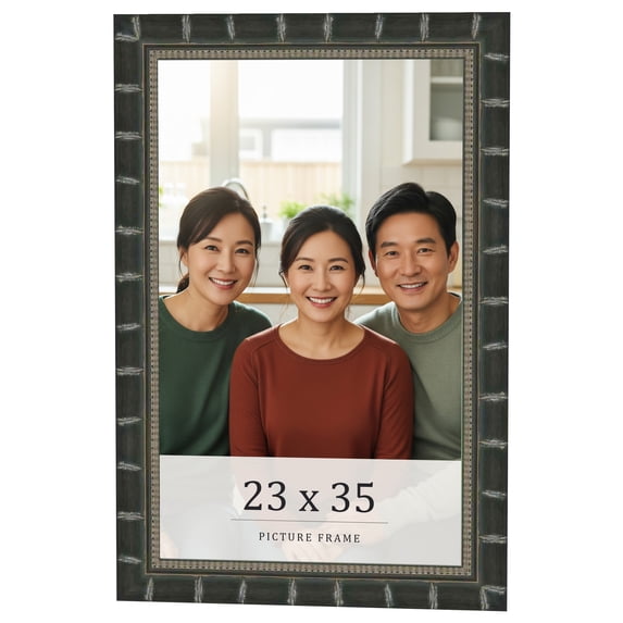 23x35 Frame Black Bamboo Solid Wood Picture Frame Width 1.5 Inches | Interior Frame Depth 0.5