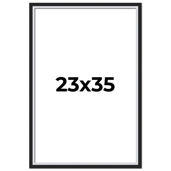 23x35 Frame Black & Silver Solid Wood Picture Frame Width 1.25 Inches | Interior Depth 0.75 Inches