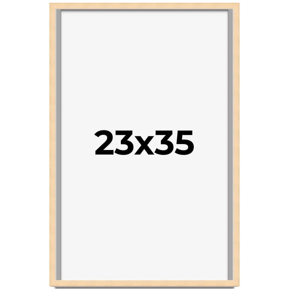 23x35 Frame Natural Wood Picture Frame | 0.75 Inch Moulding Width | with UV Acrylic Plexiglass,