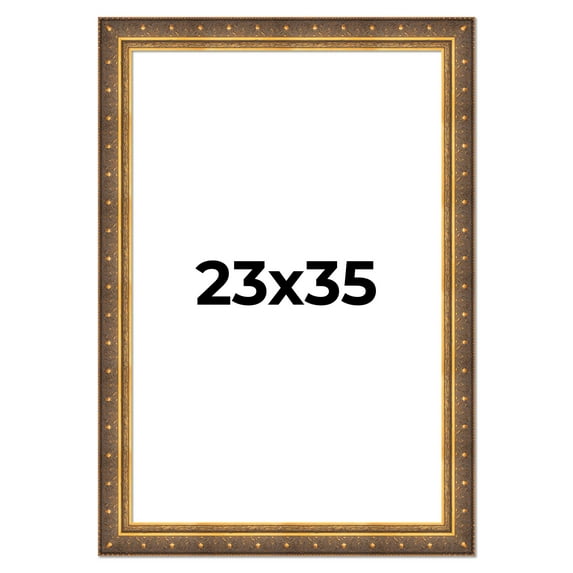 23x35 Frame Vintage Gold Solid Wood Picture Frame | 2.5 Inch Moulding Width | Ornate Bronze Museo